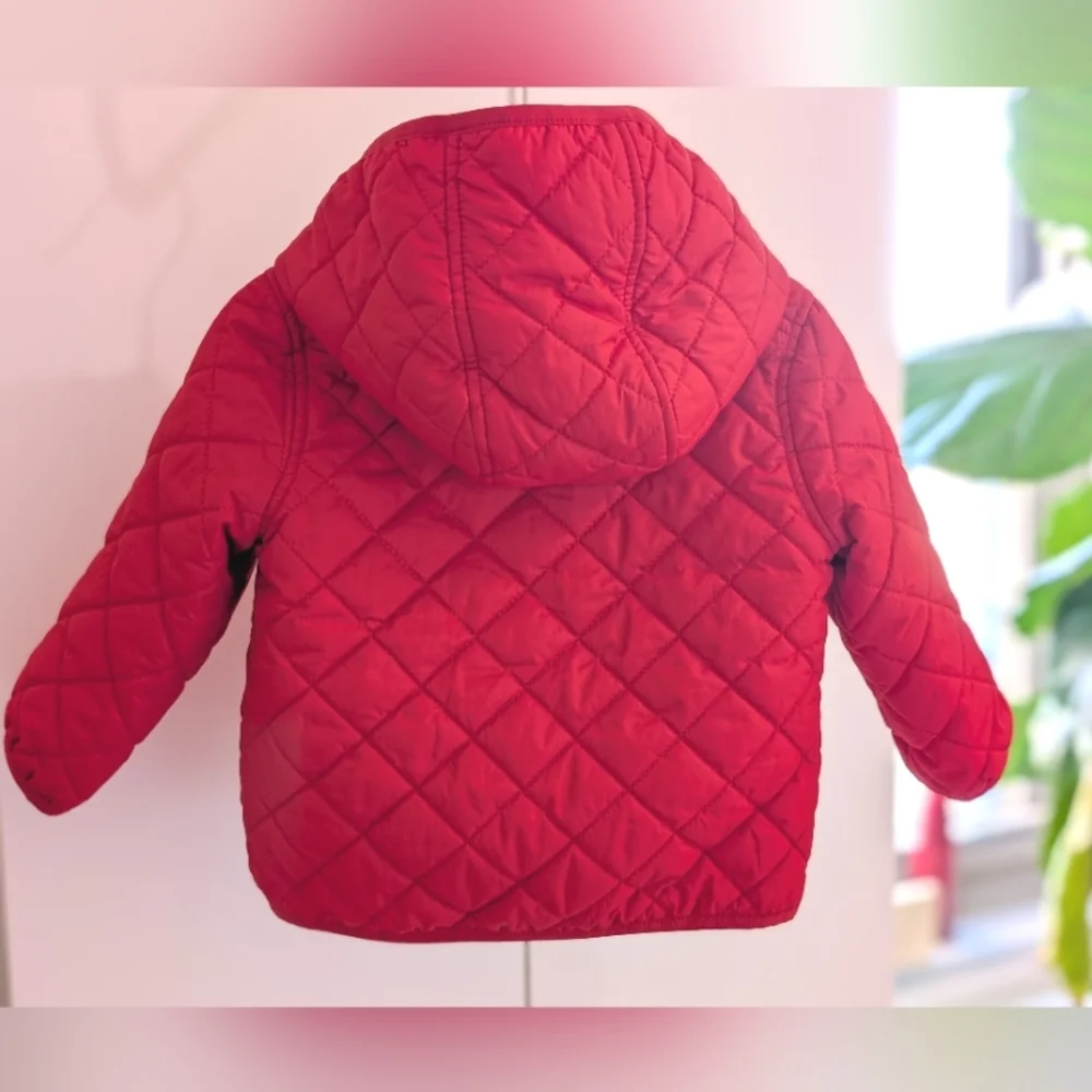 Ralph Lauren Red Quilted Water Repellent Zip-up Jacket Size 18 months